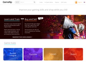 How gameflip.com looks like on a tablet such as an iPad.