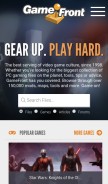 How gamefront.com looks like on a mobile device such as an iPhone.