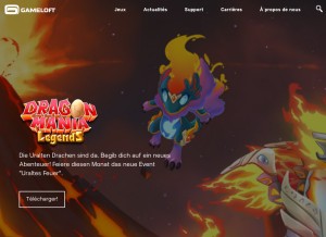 How gameloft.com looks like on a tablet such as an iPad.