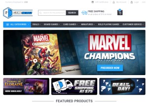 How gamenerdz.com looks like on a tablet such as an iPad.