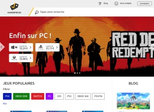 How gamerprices.com looks like on a tablet such as an iPad.
