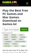 How games.lol looks like on a mobile device such as an iPhone.