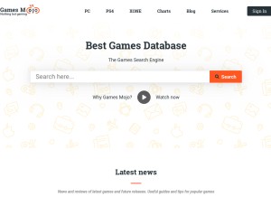 How gamesmojo.com looks like on a tablet such as an iPad.