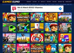 How gamessumo.com looks like on a tablet such as an iPad.