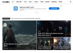 How gamezone.com looks like on a tablet such as an iPad.