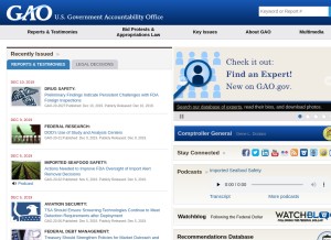 How gao.gov looks like on a tablet such as an iPad.