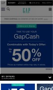 How gap.com looks like on a mobile device such as an iPhone.