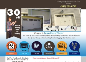 How garagedoorofwarren.com looks like on a tablet such as an iPad.