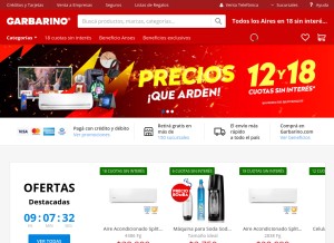 How garbarino.com looks like on a tablet such as an iPad.