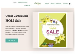 How gardendeco.in looks like on a tablet such as an iPad.