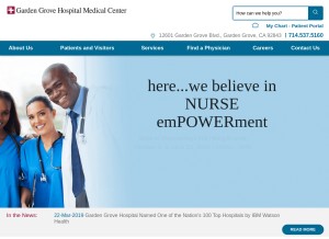 How gardengrovehospital.com looks like on a tablet such as an iPad.