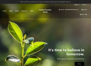 How gardenparadiseseeds.com looks like on a tablet such as an iPad.