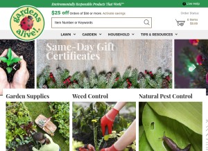 How gardensalive.com looks like on a tablet such as an iPad.