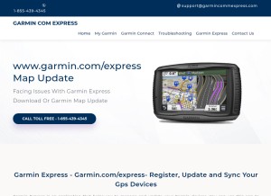 How garmincommexpress.com looks like on a tablet such as an iPad.