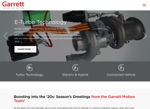 How garrettmotion.com looks like on a tablet such as an iPad.