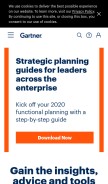 How gartner.com looks like on a mobile device such as an iPhone.