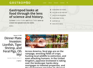 How gastropod.com looks like on a tablet such as an iPad.