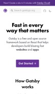 How gatsbyjs.org looks like on a mobile device such as an iPhone.