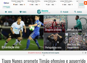 How gazetaesportiva.com looks like on a tablet such as an iPad.