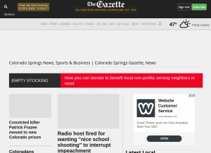 How gazette.com looks like on a tablet such as an iPad.