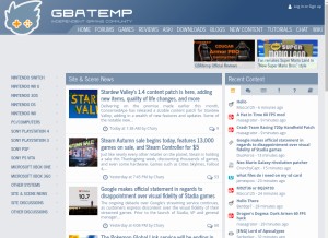 How gbatemp.net looks like on a tablet such as an iPad.