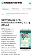 How gbwhatsap.org looks like on a mobile device such as an iPhone.