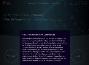 How gdatasecurity.de looks like on a tablet such as an iPad.
