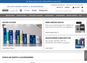 How geapplianceparts.com looks like on a tablet such as an iPad.
