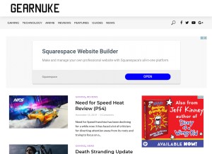 How gearnuke.com looks like on a tablet such as an iPad.