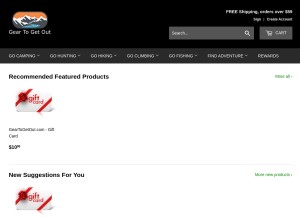 How geartogetout.com looks like on a tablet such as an iPad.