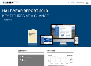 How geberit.com looks like on a tablet such as an iPad.