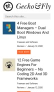 How geckoandfly.com looks like on a mobile device such as an iPhone.