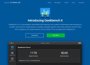 How geekbench.com looks like on a tablet such as an iPad.