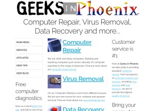 How geeksinphoenix.com looks like on a tablet such as an iPad.