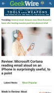 How geekwire.com looks like on a mobile device such as an iPhone.