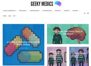 How geekymedics.com looks like on a tablet such as an iPad.