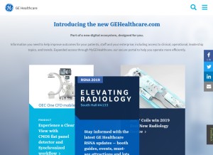 How gehealthcare.com looks like on a tablet such as an iPad.