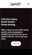 How geistm.com looks like on a mobile device such as an iPhone.
