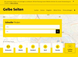 How gelbeseiten.de looks like on a tablet such as an iPad.