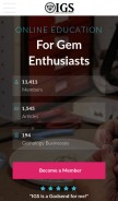 How gemsociety.org looks like on a mobile device such as an iPhone.