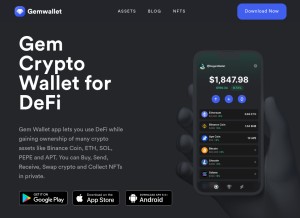 How gemwallet.com looks like on a tablet such as an iPad.