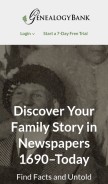 How genealogybank.com looks like on a mobile device such as an iPhone.