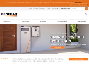 How generac.com looks like on a tablet such as an iPad.
