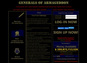 How generalsofarmageddon.com looks like on a tablet such as an iPad.
