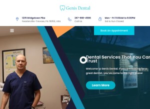 How genisdental.com looks like on a tablet such as an iPad.