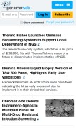 How genomeweb.com looks like on a mobile device such as an iPhone.