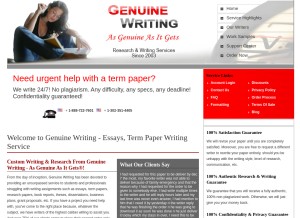 How genuinewriting.com looks like on a tablet such as an iPad.