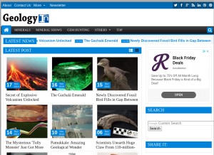 How geologyin.com looks like on a tablet such as an iPad.
