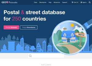How geopostcodes.com looks like on a tablet such as an iPad.