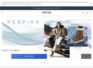 How geox.com looks like on a tablet such as an iPad.